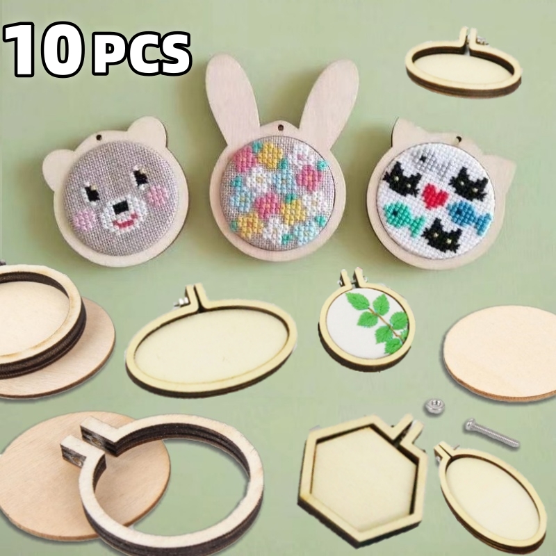 Wood Ring Blank - 10PCS 미니 자 수 후프 나무