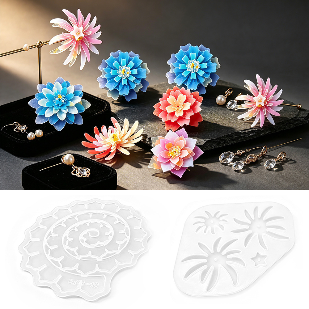 Resin Craft Ideas - 다층 꽃 모양 실리콘 몰드 DIY